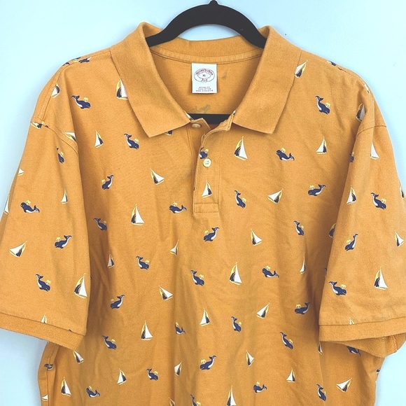Brooks Brothers Orange Polo Shirt with Sailboats and Whales size XL - Picture 2 of 8